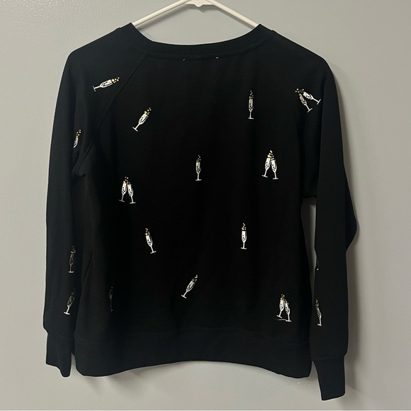philosophy crewneck sweater champagne toast black embroidered rhinestone bubbles - Picture 7 of 11
